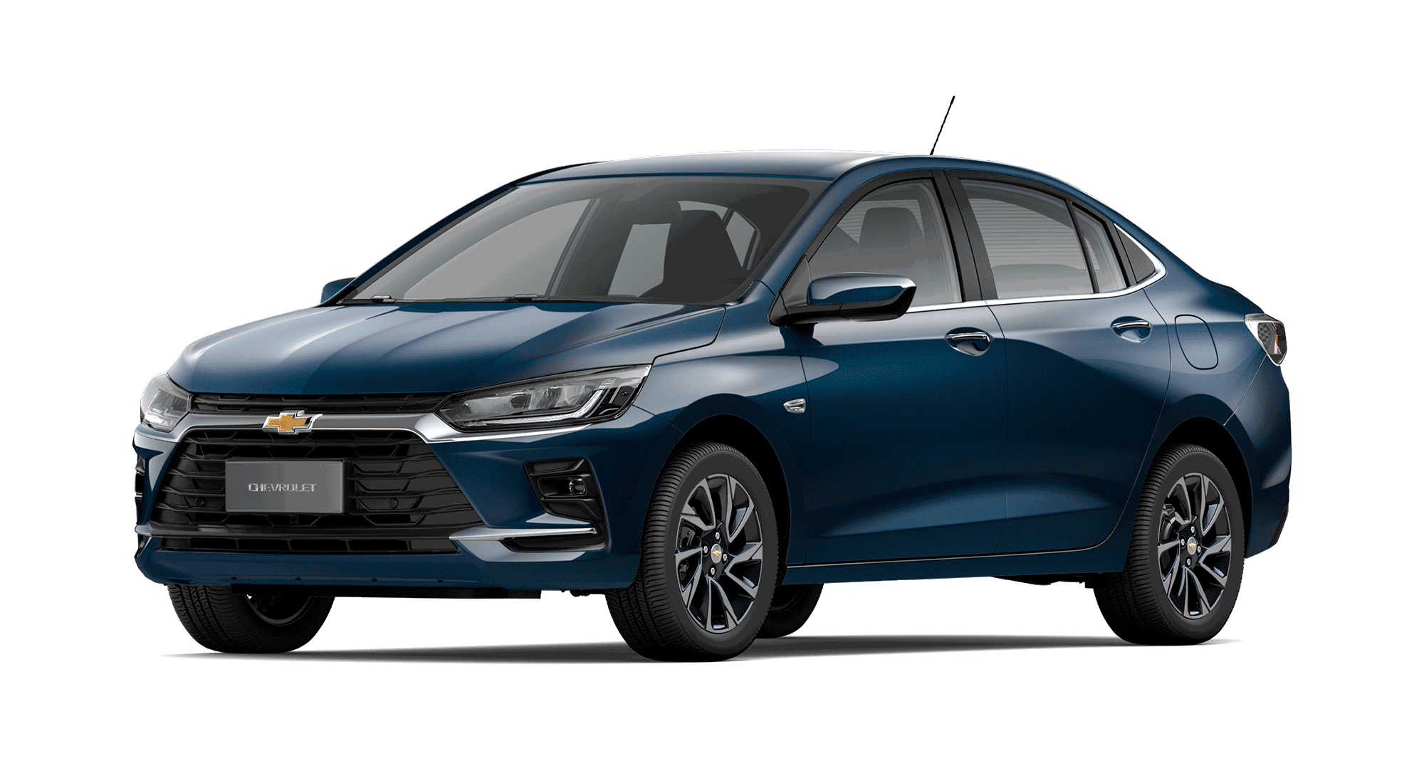 Chevrolet Onix Sedán 2026 azul vista frontal lateral