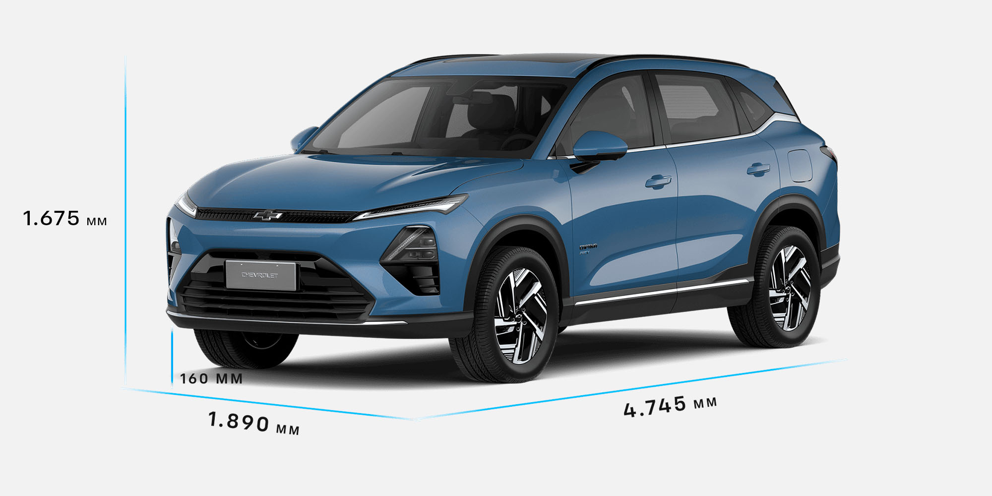 Vista dimensiones de la Chevrolet Captiva Híbrida